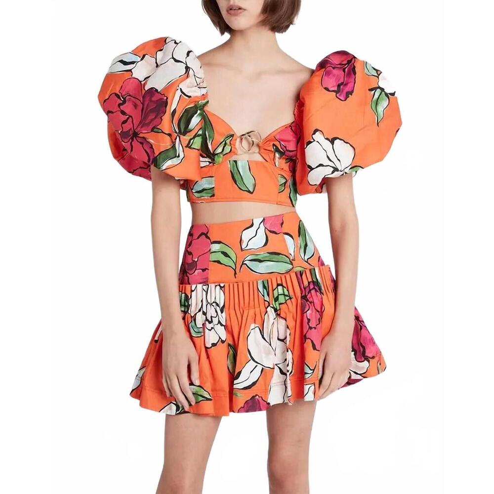 NEW AJE. niki pleated mini skirt in orange
